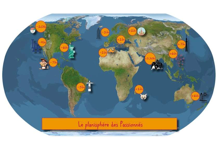 planisphère décalage horaire